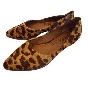 Zodiac Hill 7.5 leopard leather pointed toe faux fur animal flats 3087